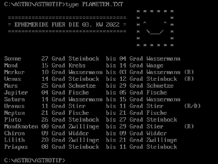 Planetenstände für diese Kalenderwoche