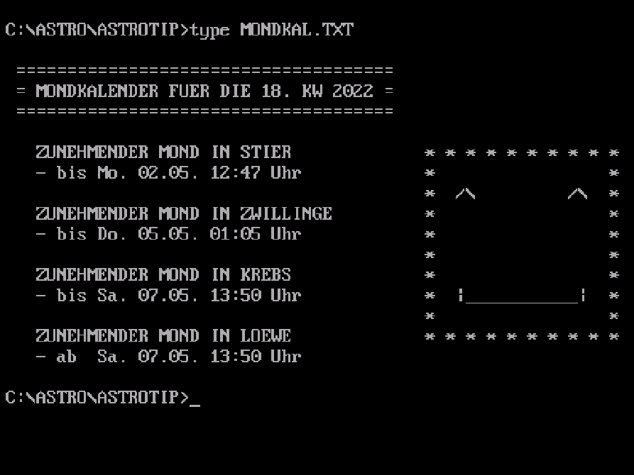 Mondkalender dieser Kalenderwoche