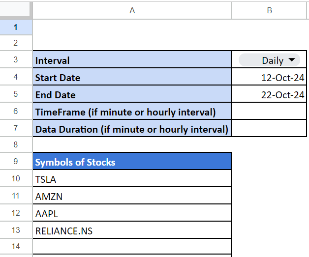 Get Historical Data From Yahoo Finance into Google Sheets