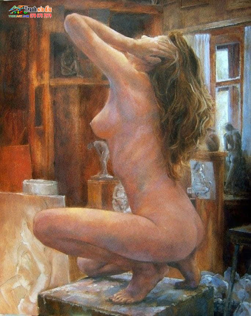 Vẽ tranh nude thiếu nữ treo phòng ngủ