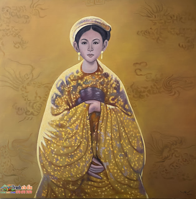 Vẽ Nam Phương Hoàng Hậu, sơn dầu trên vải bố