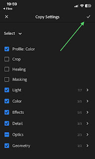 click on the mark icon to proceed with copying the exact settings of the preset