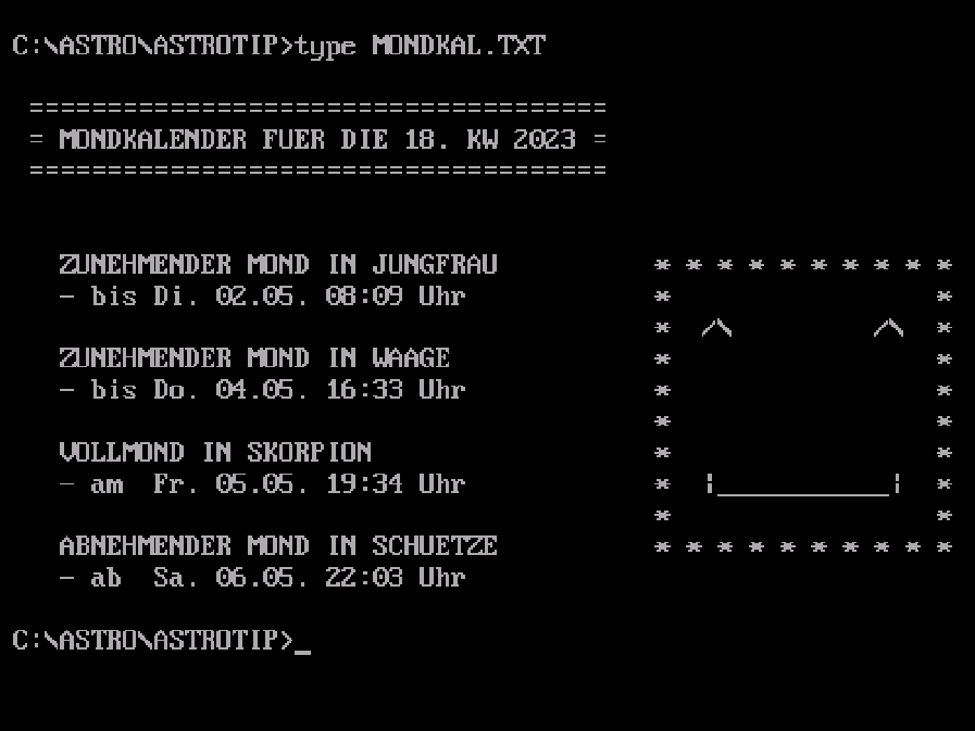 Mondkalender dieser Kalenderwoche