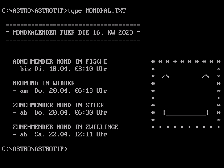 Mondkalender dieser Kalenderwoche