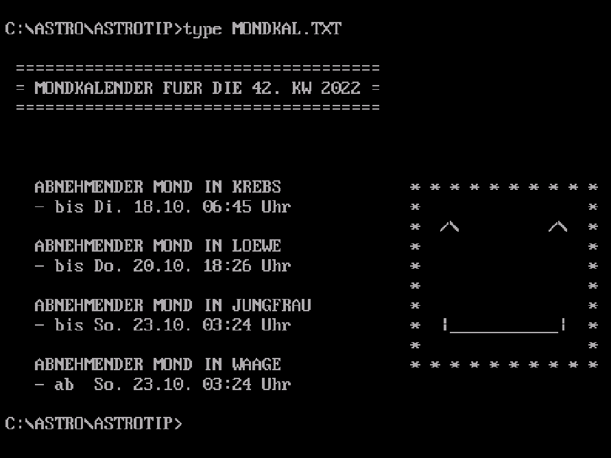 Mondkalender dieser Kalenderwoche