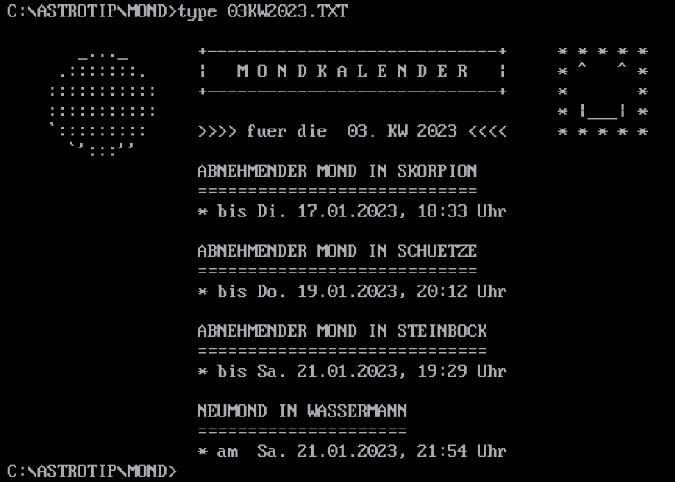 Mondkalender dieser Kalenderwoche