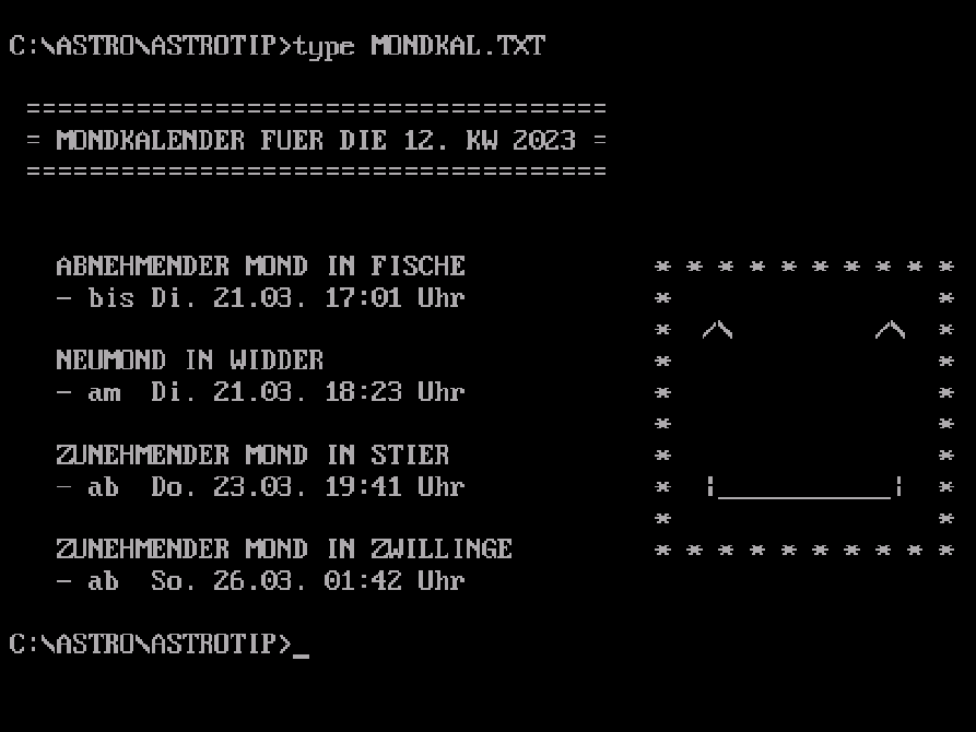 Mondkalender dieser Kalenderwoche