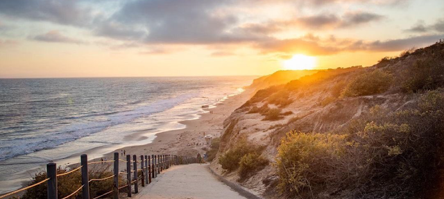 Sunset at coast in California - warm but melancholy color