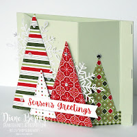 Handmade Christmas gift card holder bay window card. Using Stitched Triangles dies and Heartwarming Hugs card. Card by Di Barnes - Independent Demonstrator in Sydney Australia - 2021 Christmas Mini  catalogue - fancy folds - bay window card