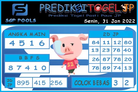 Prediksi Togel Singapura JP Senin 31 Januari 2022