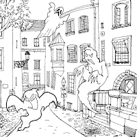 Ghosts in the street coloring page