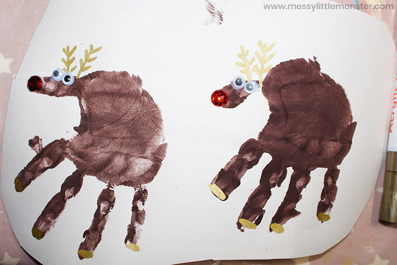 reindeer handprint craft for toddlers