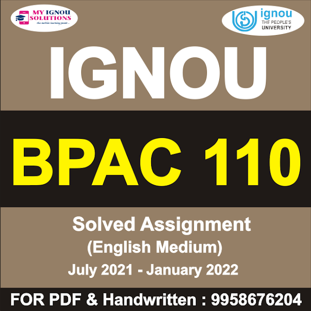 BPAC 110 Solved Assignment 2021-22