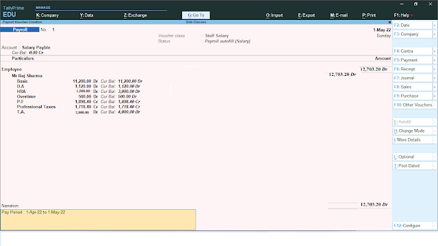 payroll in tally prime hindi