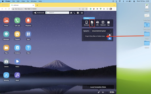 أرسل ملفًا من Mac إلى Android لاسلكيًا باستخدام AirDroid