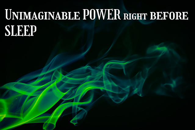 a picture showing green smoke with the text - unimaginable power right before sleep