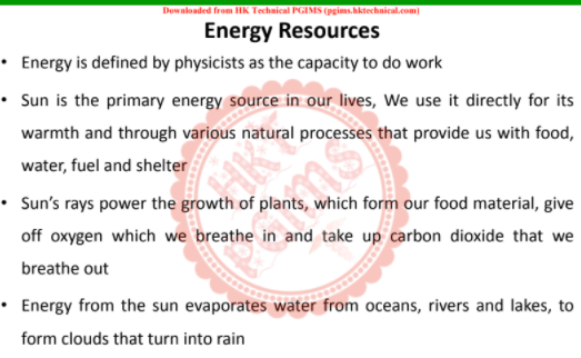 Energy Resources EVS Notes 2nd Semester B.Pharmacy Assignments,BP206T Environmental Sciences,BPharmacy,Handwritten Notes,Important Exam Notes,BPharm 2nd Semester,