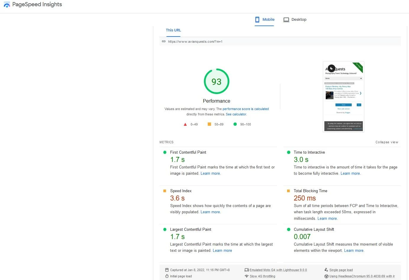 Google PageSpeed Insights post Cloudflare Zaraz