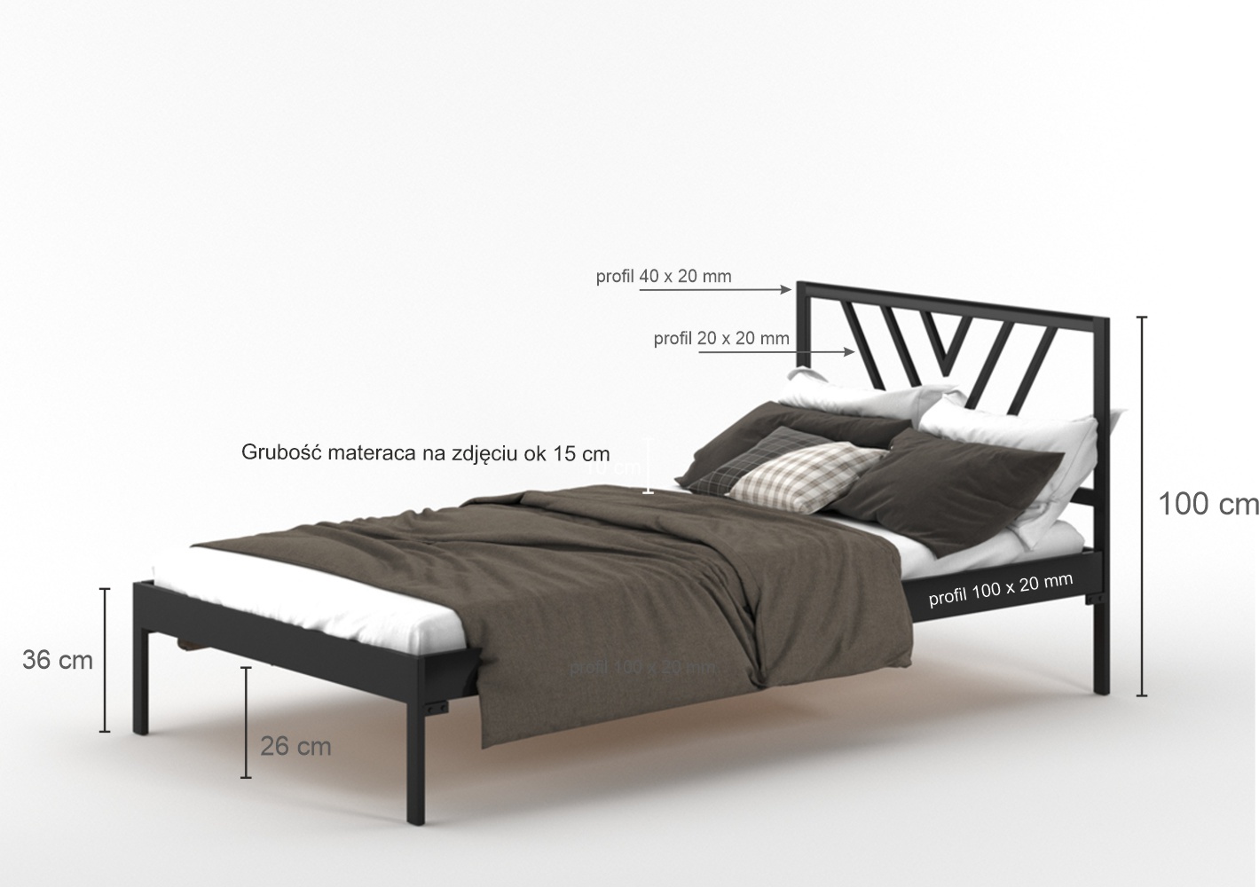 Łóżko metalowe Sidney (wzór 5-D)