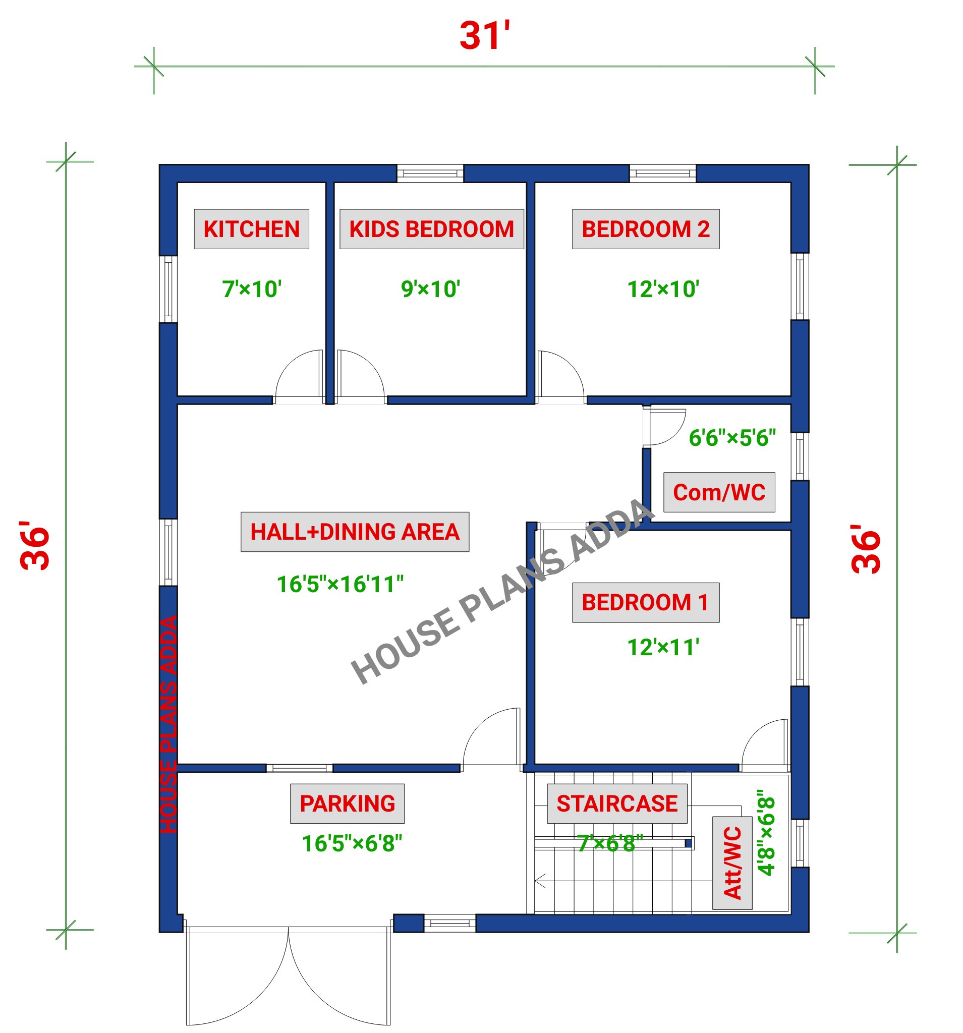 North facing house plan 3bhk as per vastu