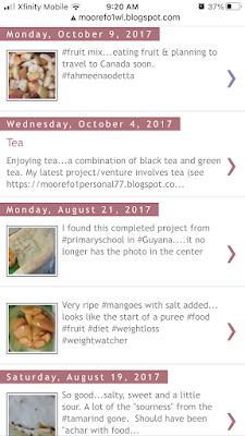 Screenshot of food blog Fahmeena Odetta Moore