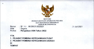 Surat Edaran Menpan RB tentang Pengadaan ASN PPPK Tahun 2022