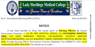 Nursing Officers  Jobs in AIIMS, New Delhi