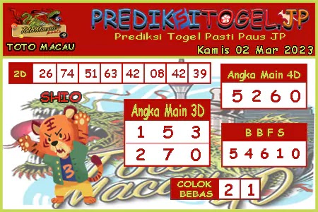 Prediksi Toto Macau JP Kamis 02 Maret 2023