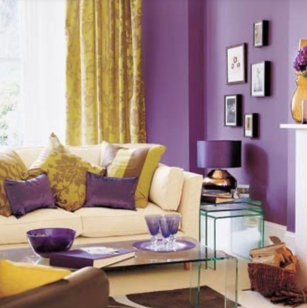 purple colour combination for living room