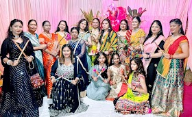 डांडिया नृत्य में झूमीं नालंदा एस्टेट कालोनी की महिलाएं