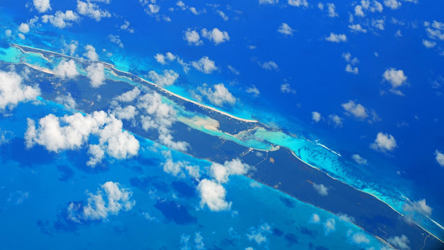 Download island, clouds, sea, aerial view, blue wallpaper.