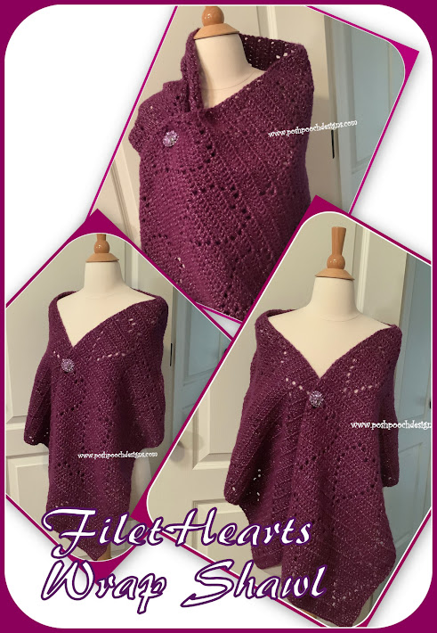 Posh Pooch Designs : Filet Hearts Wrap Shawl Crochet Pattern | Posh ...