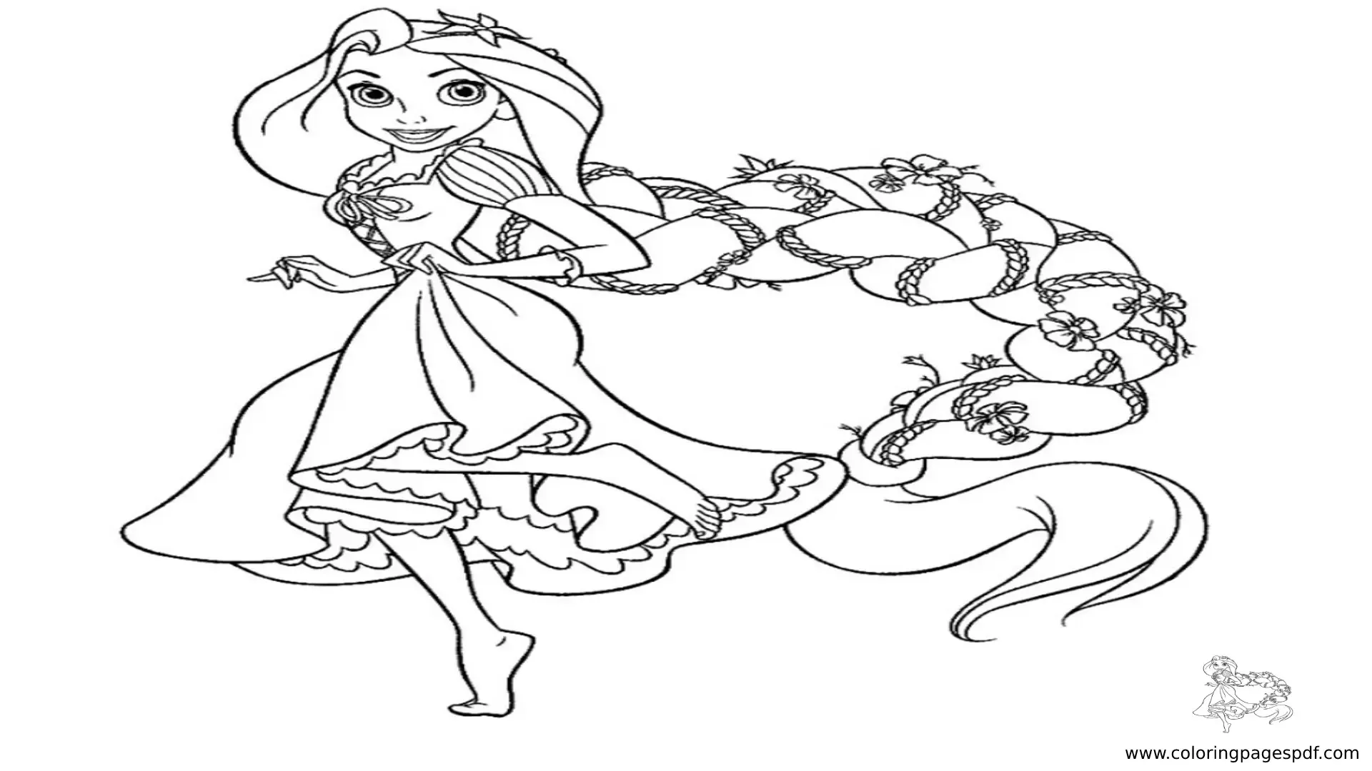 Coloring Pages Of Rapunzel With Braid Hair