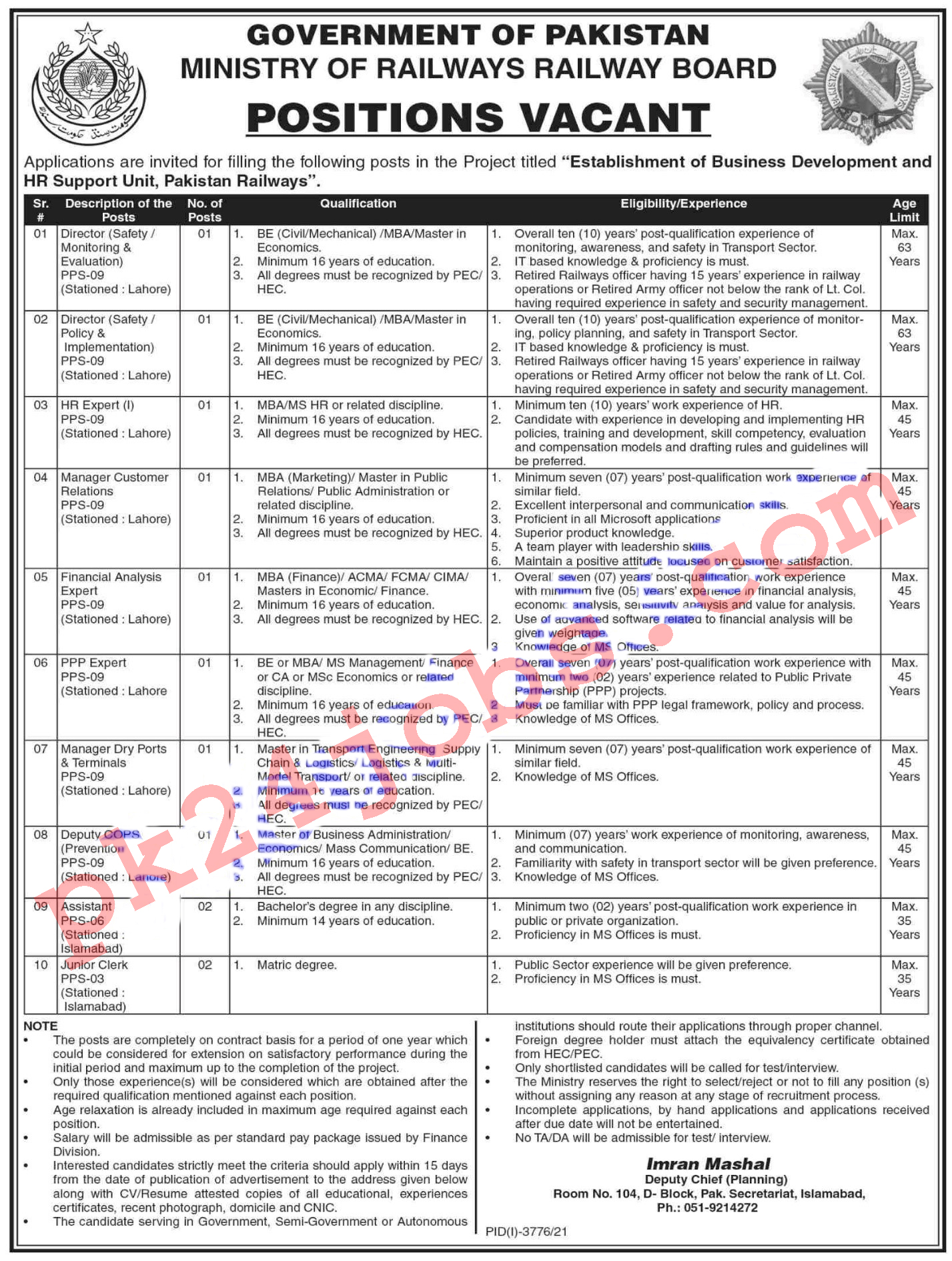 Ministry Of Railway Jobs 2022 – Government Jobs 2022