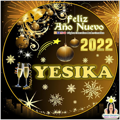 Nombre YESIKA por Año Nuevo 2022 - Cartelito mujer