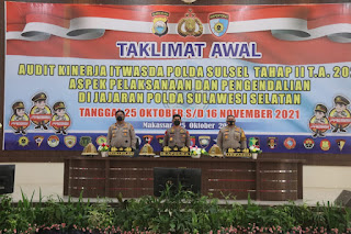 Kapolda Sulsel Buka Taklimat Awal Audit Kinerja Tahap II Itwasda Polda Sulsel