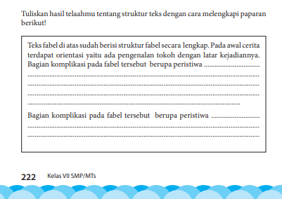 KUNCI JAWABAN Bahasa Indonesia Kelas 7 Halaman 222 tentang struktur teks