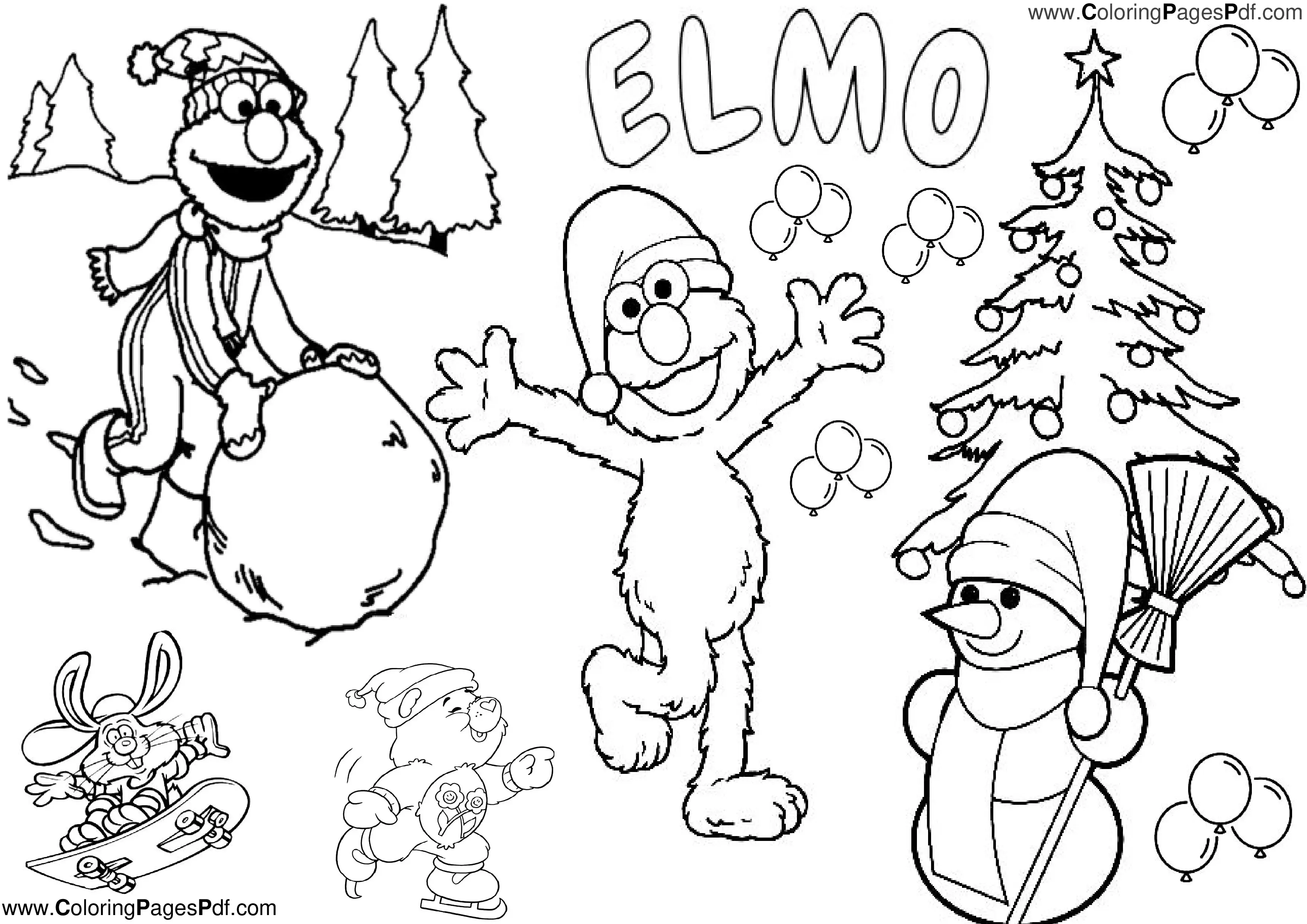 Elmo christmas coloring pages