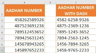 How to Insert Dash between Numbers in Excel in Hindi