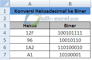 adh-excel.com Konversi Hexsa ke Biner dengan rumus Excel