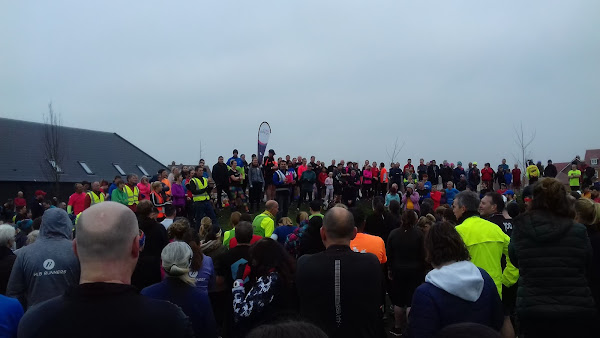 A crowd gathered at the start area