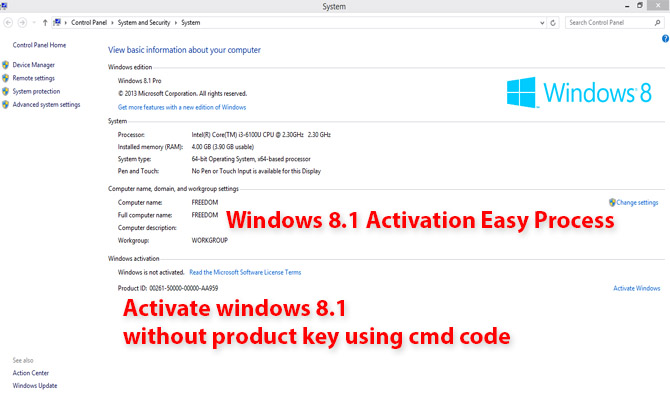 activate windows 8, 8.1 without product key