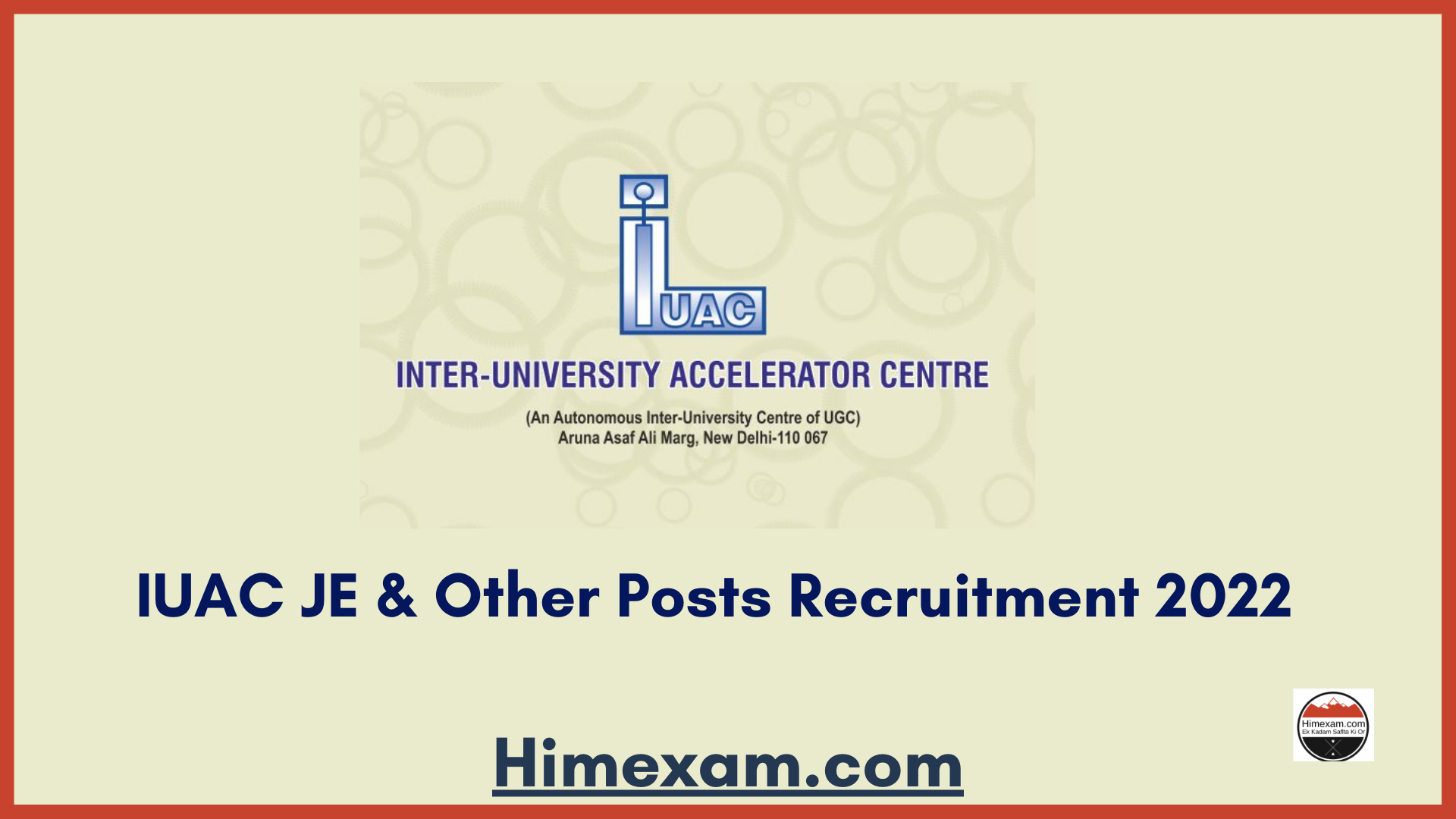 IUAC JE & Other Posts Recruitment 2022