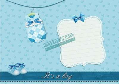 Background desain kartu ucapan aqiqah motif biru muda
