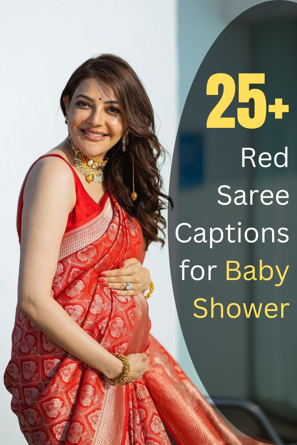 Red Saree Captions for Baby Shower