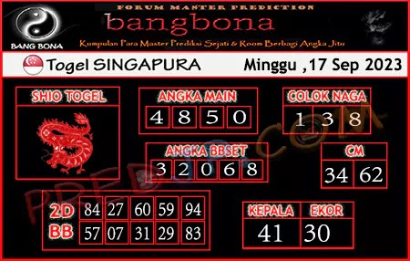 Prediksi Bang Bona SGP Minggu 17 September 2023