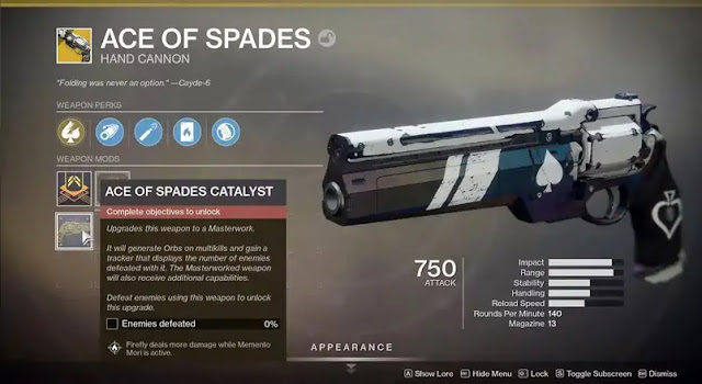Destiny 2 – Como obter o catalisador Ace of Spades