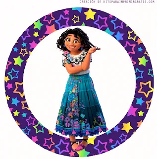 Encanto de Disney con Estrellas: Toppers o Etiquetas Circulares para Imprimir Gratis.