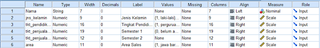 Gambar tampilan variable view data penjualan