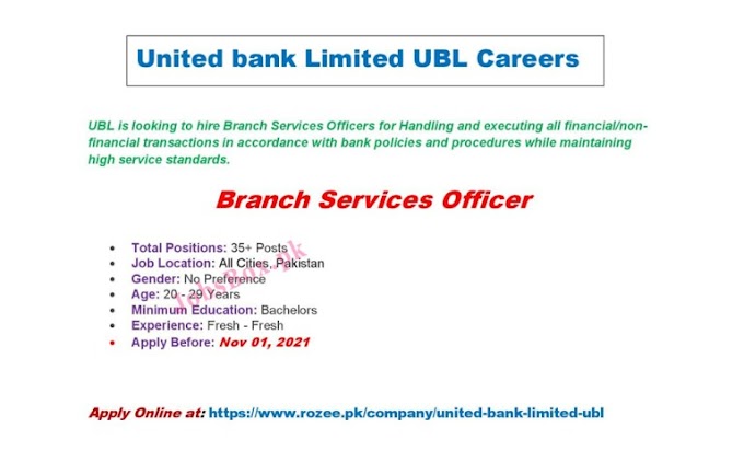 UBL jobs 2021 – United Bank Limited Jobs 2021 